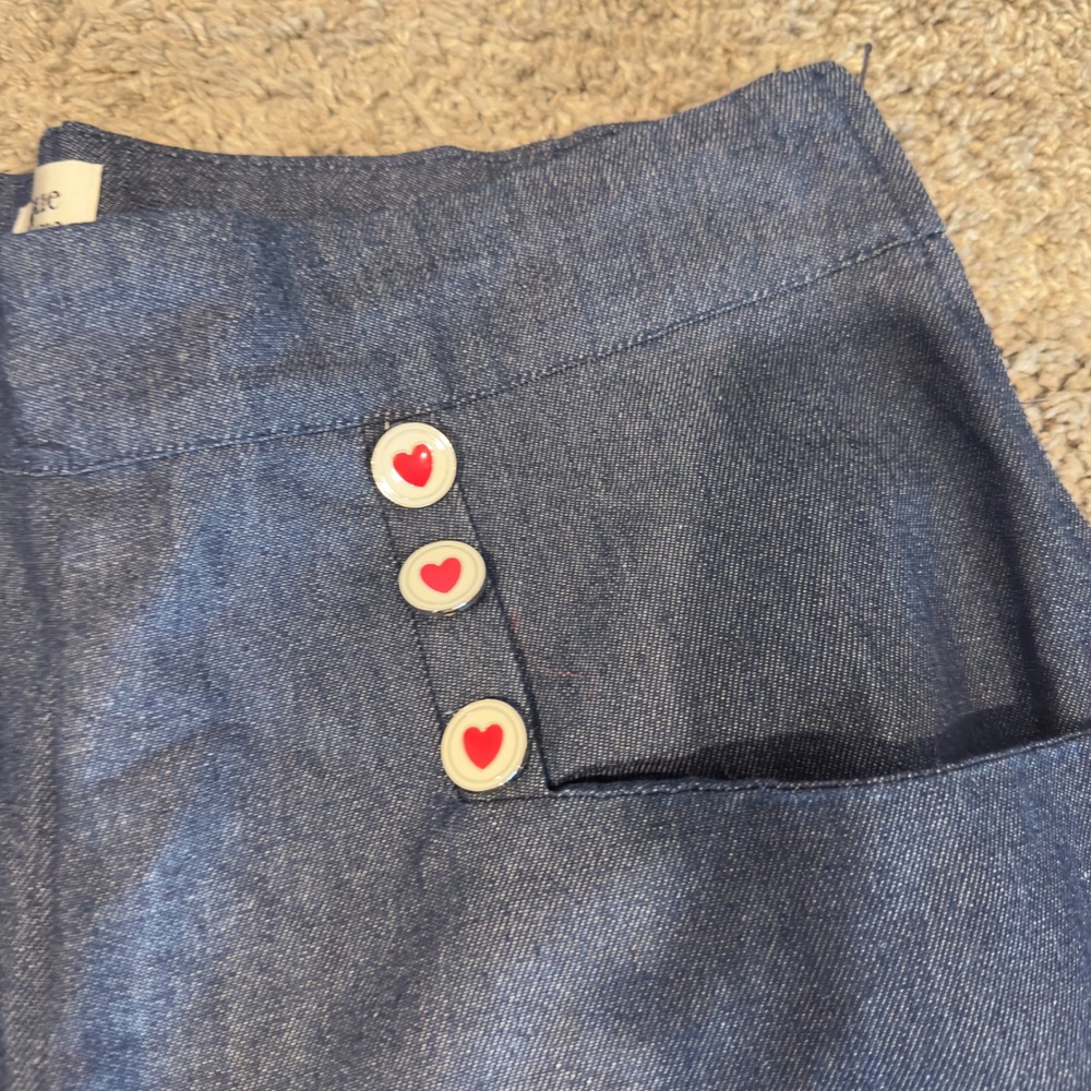 Unique Vintage Womens Blue Heart Button Sailor Wide Leg Pants Size L 10-12 - Picture 3 of 8
